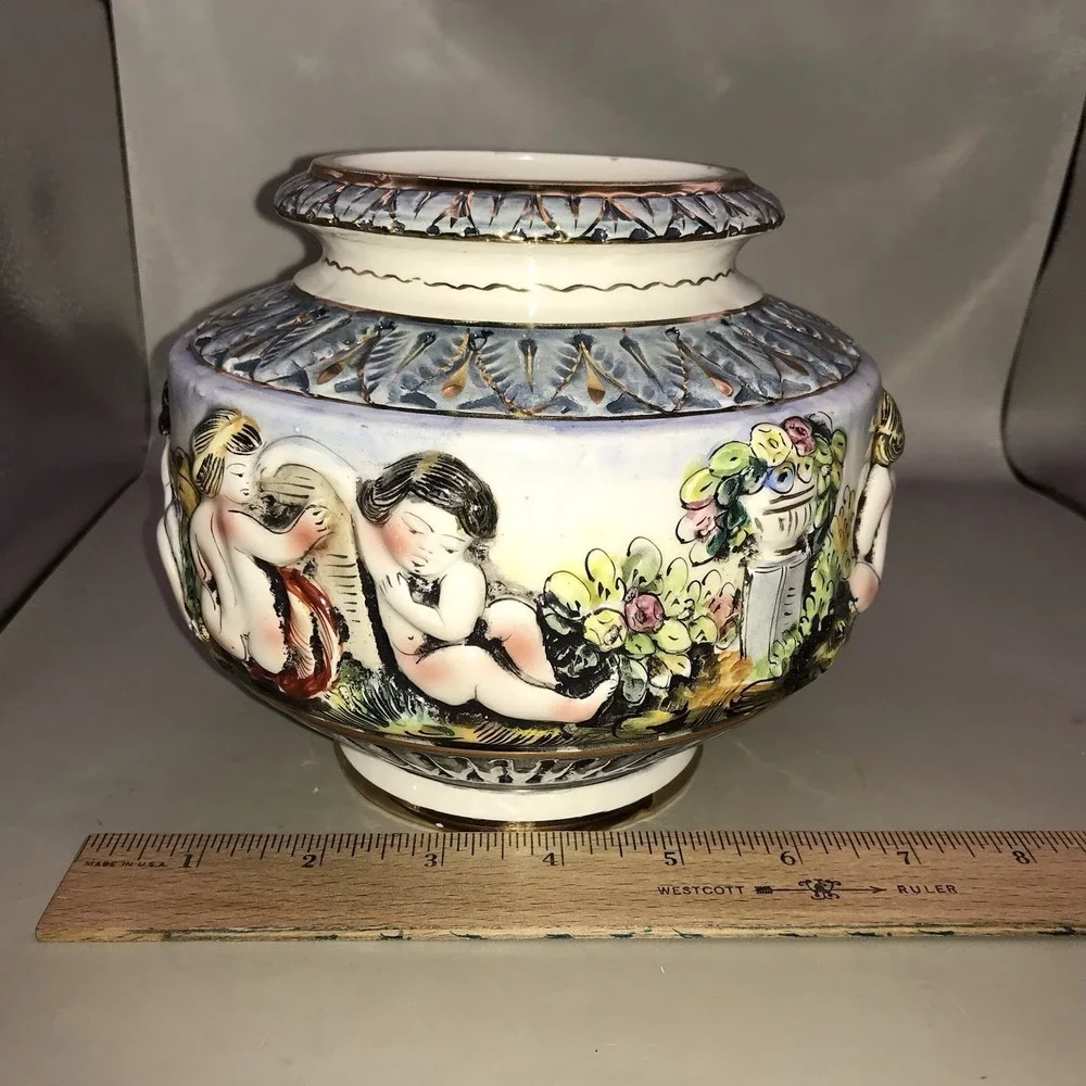 Vintage Capodimonte Vase Bowl Made In Italy NO LID‎